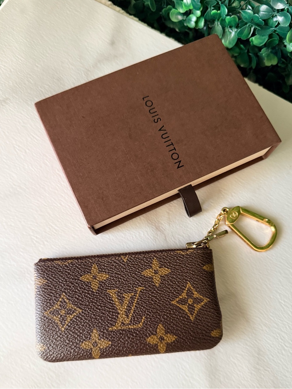 Louis Vuitton Monogram Key Pouch - Brown/Gold Vintage